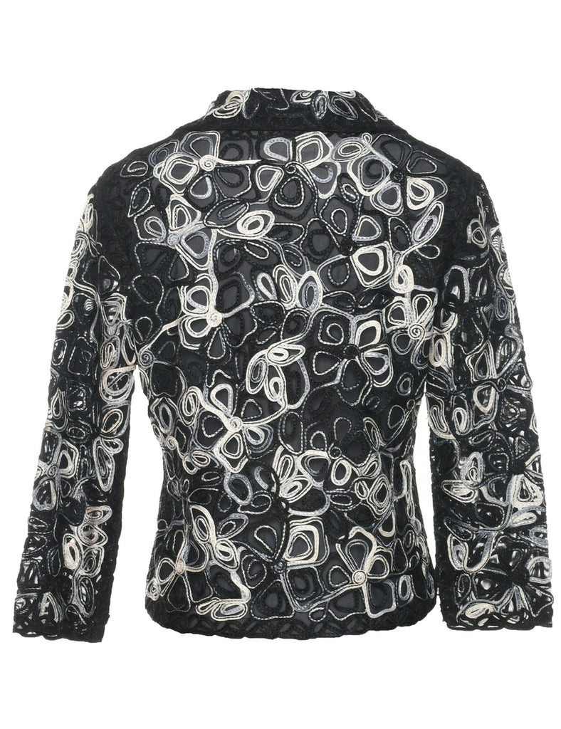 Embroidered Black Jacket - S