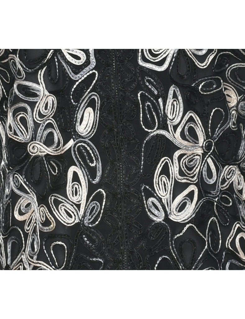 Embroidered Black Jacket - S