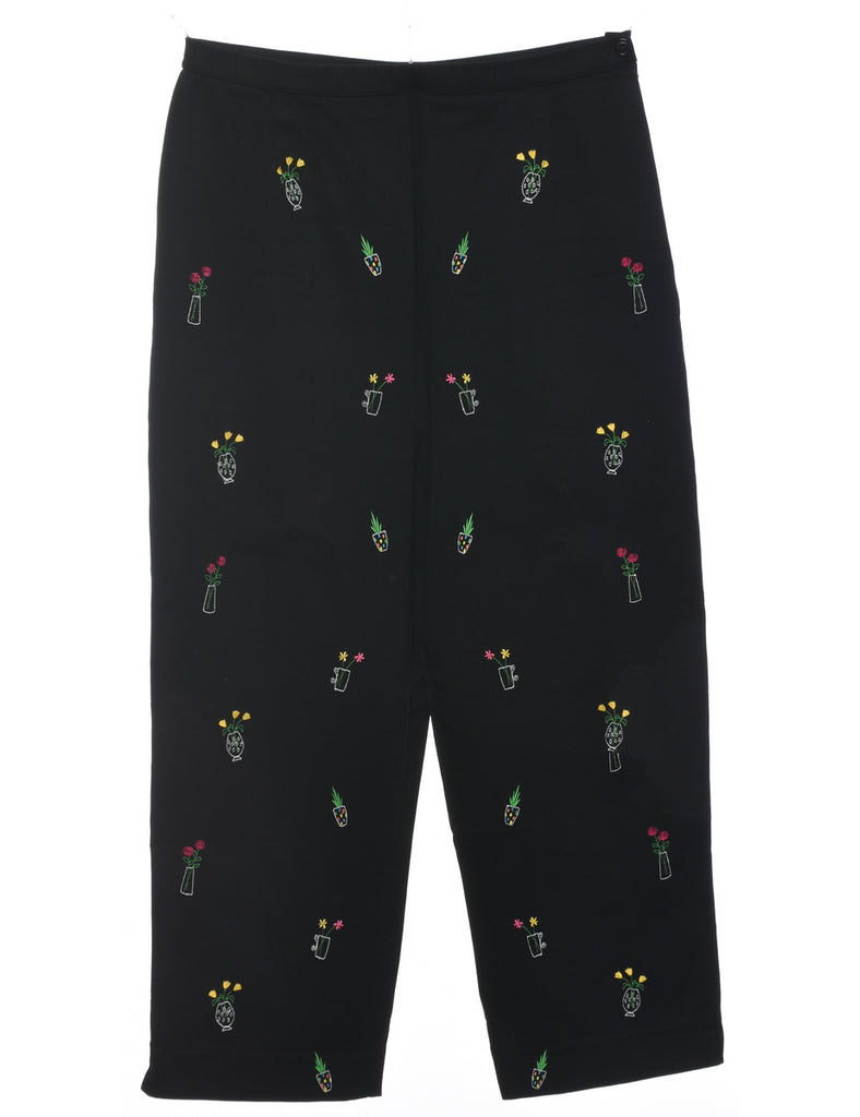 Embroidered Black Trousers - W30 L23
