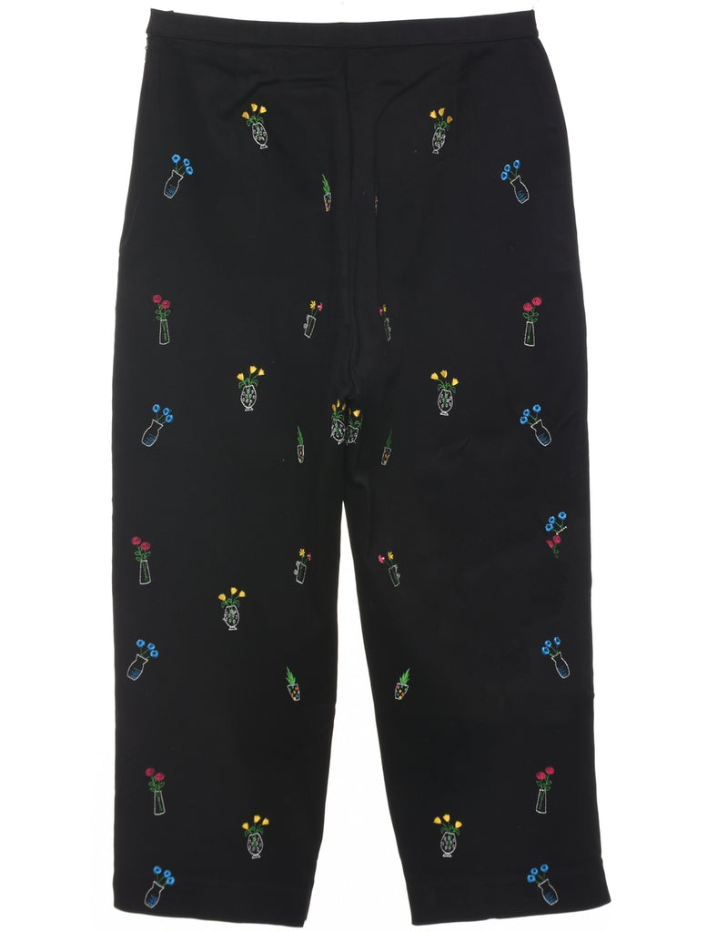 Embroidered Black Trousers - W30 L23