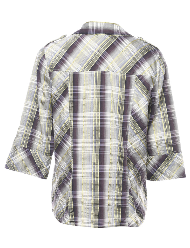 Embroidered Checked Shirt - M