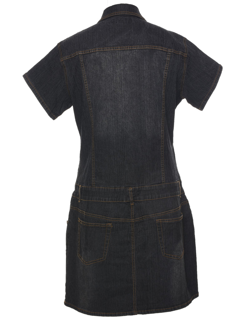 Embroidered Denim Y2K Dress - L
