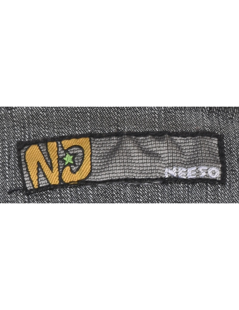 Embroidered Denim Y2K Dress - L