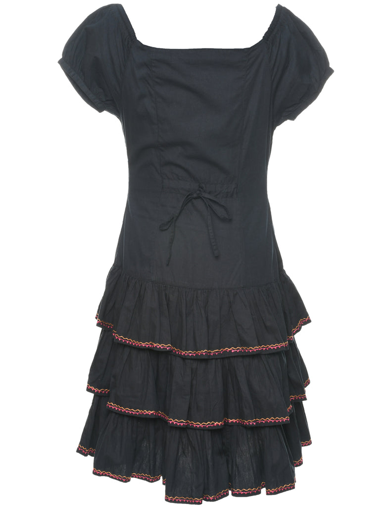 Embroidered Floral Pattern Dress - XS