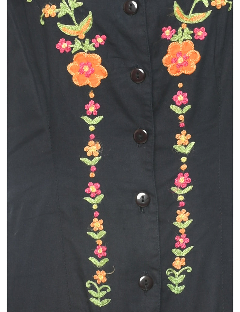 Embroidered Floral Pattern Dress - XS