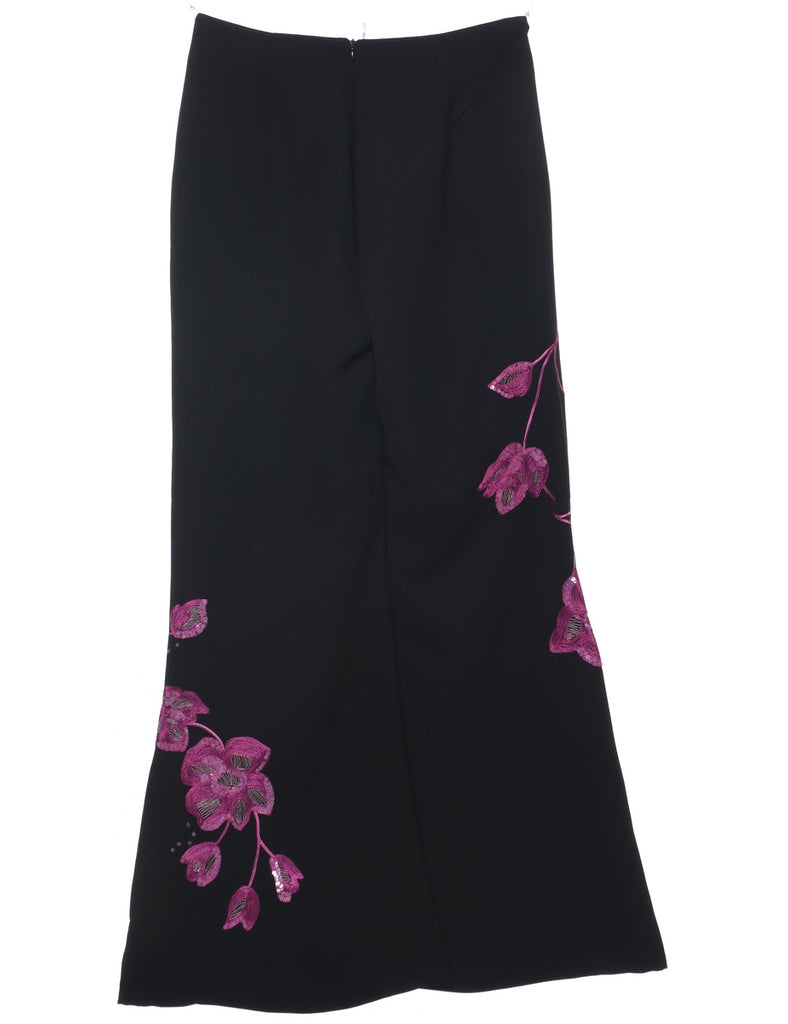 Embroidered Floral Print Trousers - W28 L33