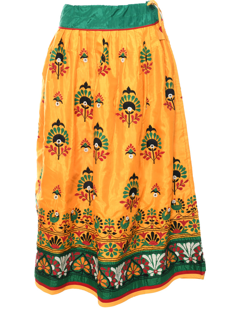 Embroidered Pleated Skirt - L