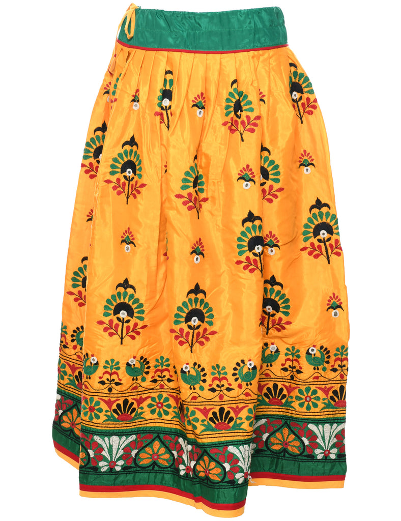 Embroidered Pleated Skirt - L
