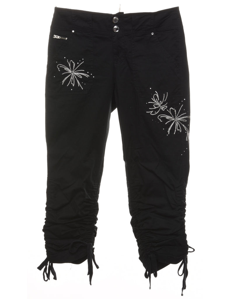 Embroidered Studded Y2K Cropped Pants - W30 L24