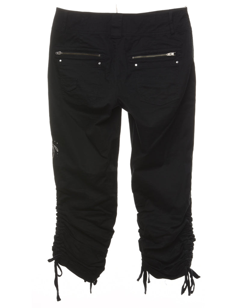 Embroidered Studded Y2K Cropped Pants - W30 L24