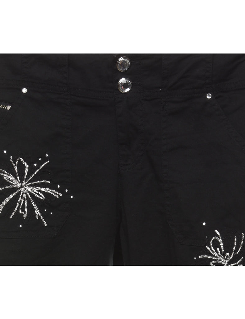 Embroidered Studded Y2K Cropped Pants - W30 L24