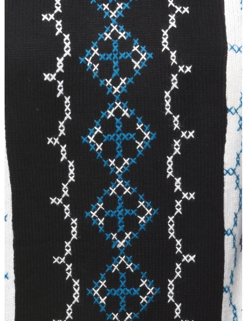 Embroidered Teal Jumper - M