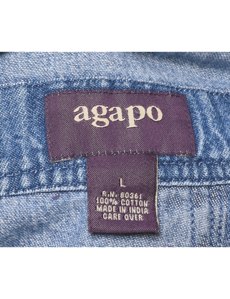 Embroidery Light Wash Dungarees - W38 L17