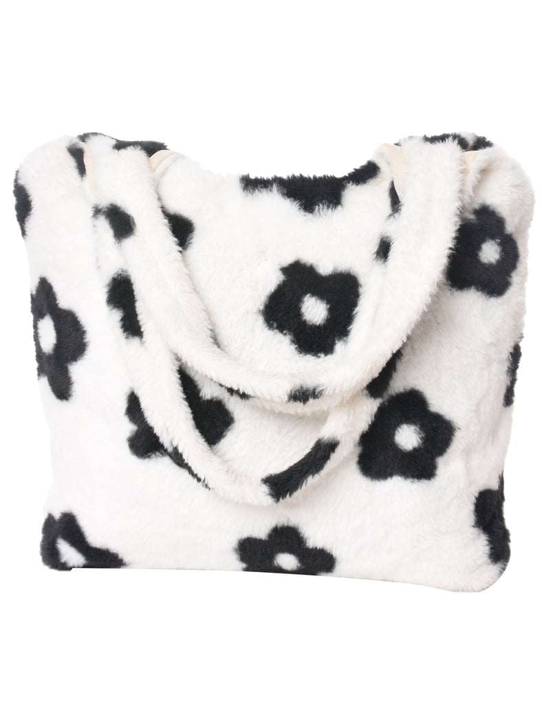 Faux Fur Floral Y2K Handbag - L