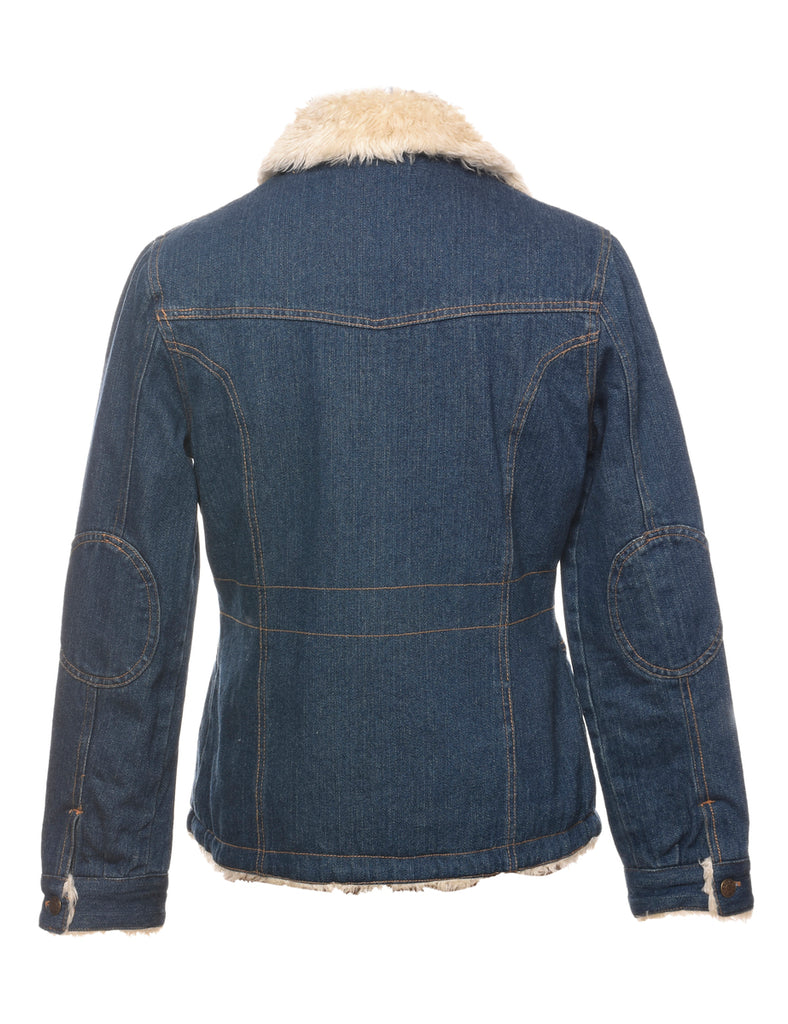 Faux Fur Trim 1990s Denim Jacket - M