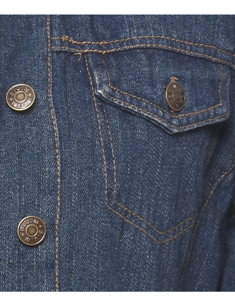 Faux Fur Trim 1990s Denim Jacket - M