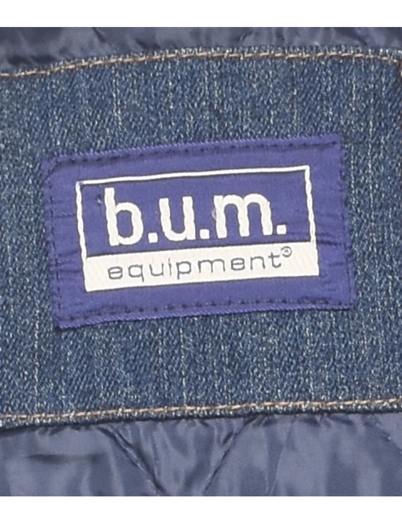 Faux Fur Trim 1990s Denim Jacket - M