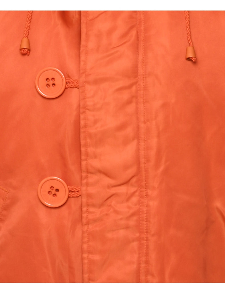 Faux Fur Trim Orange Ski Jacket - M