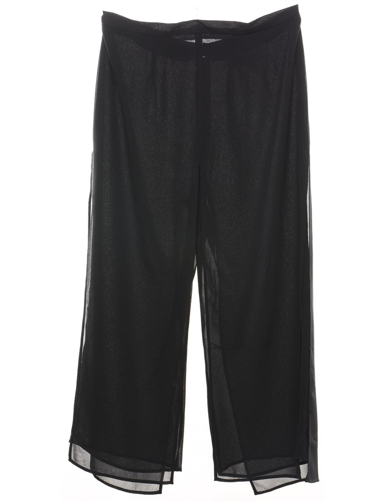 Flared Leg Black Sheer Layer Trousers - W33 L26