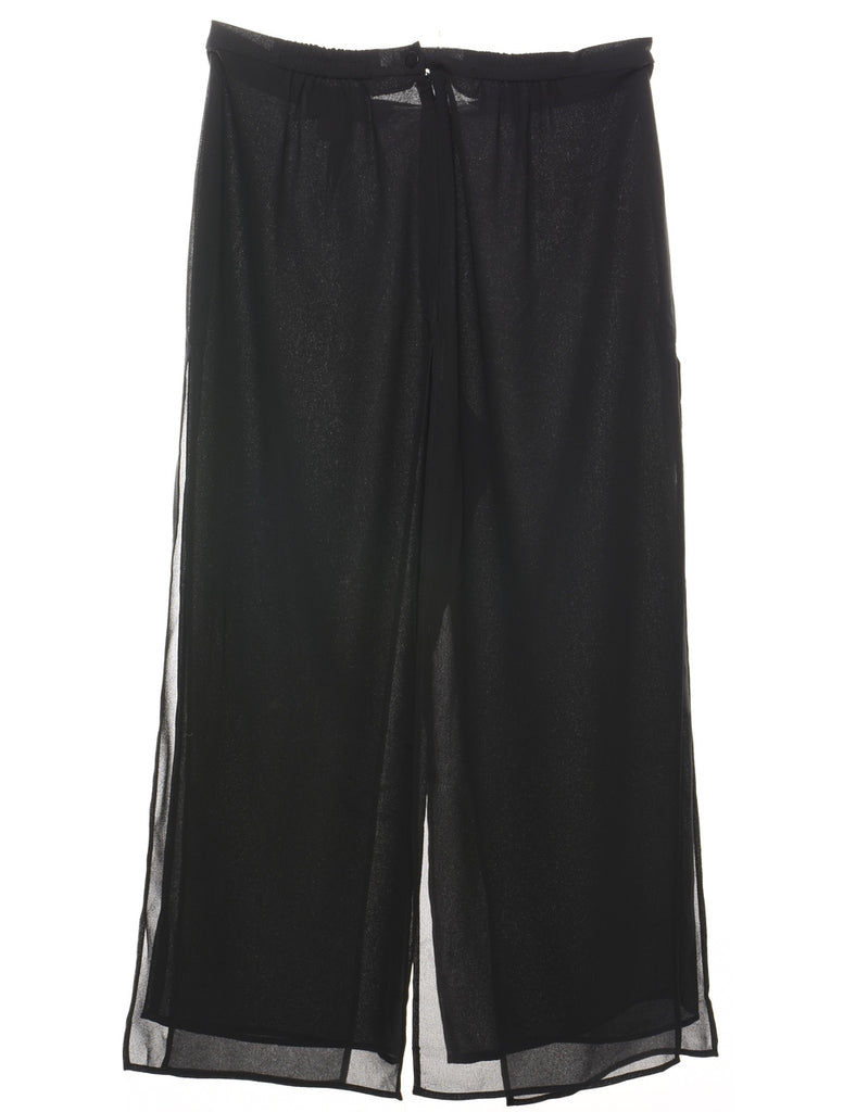 Flared Leg Black Sheer Layer Trousers - W33 L26