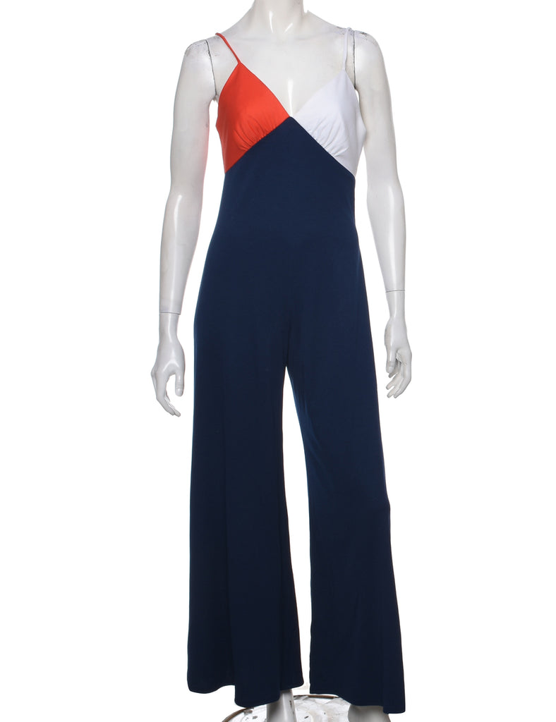 Flared Navy Jumpsuit - S