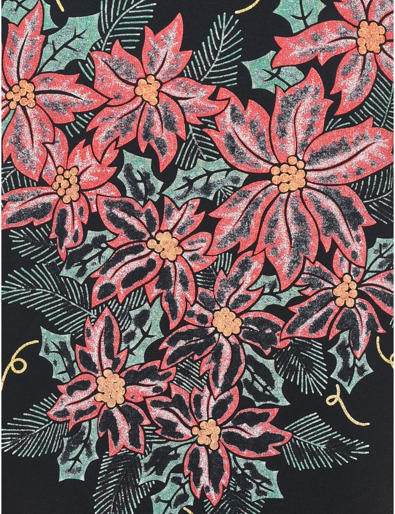 Floral Christmas Sweatshirt - L