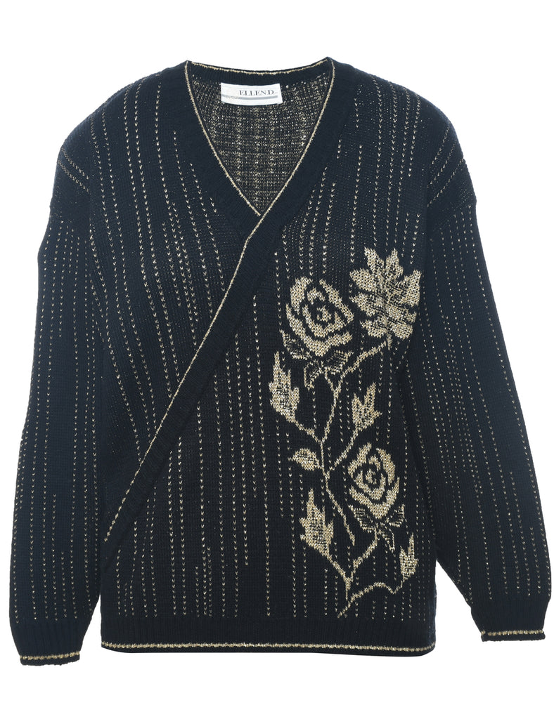 Floral Knit Jumper - L