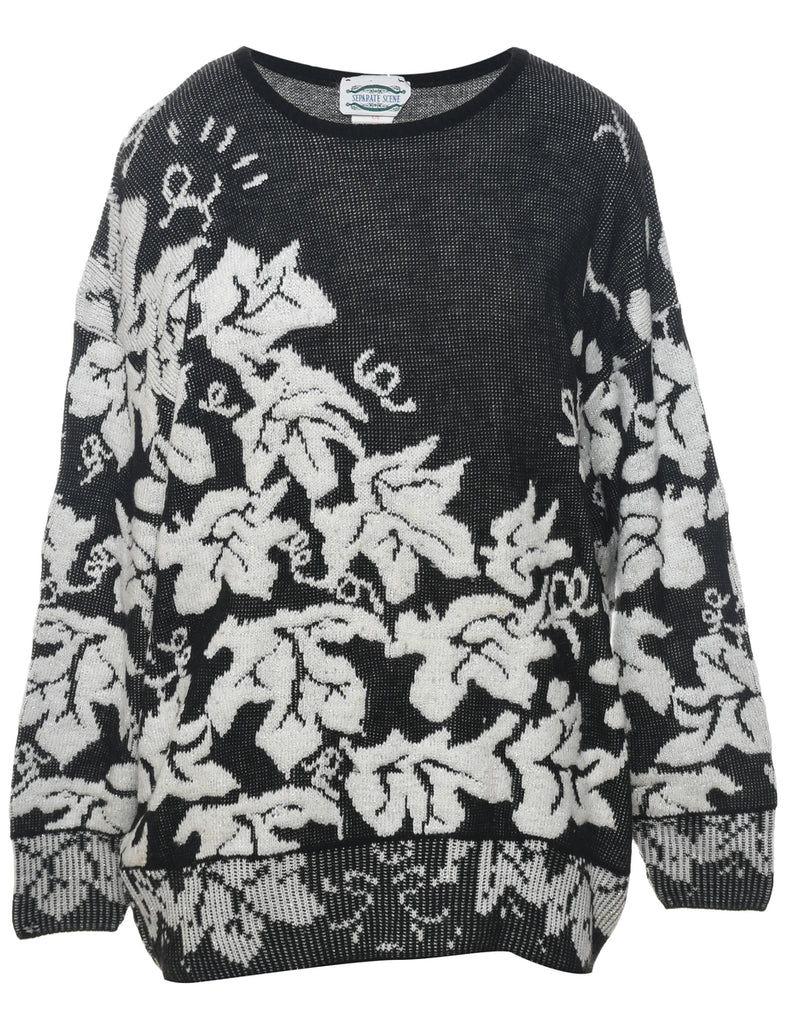 Floral Knit Jumper - L