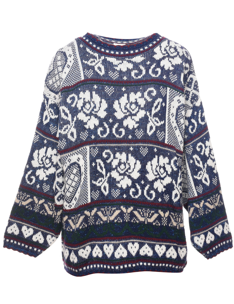 Floral Knit Jumper - M