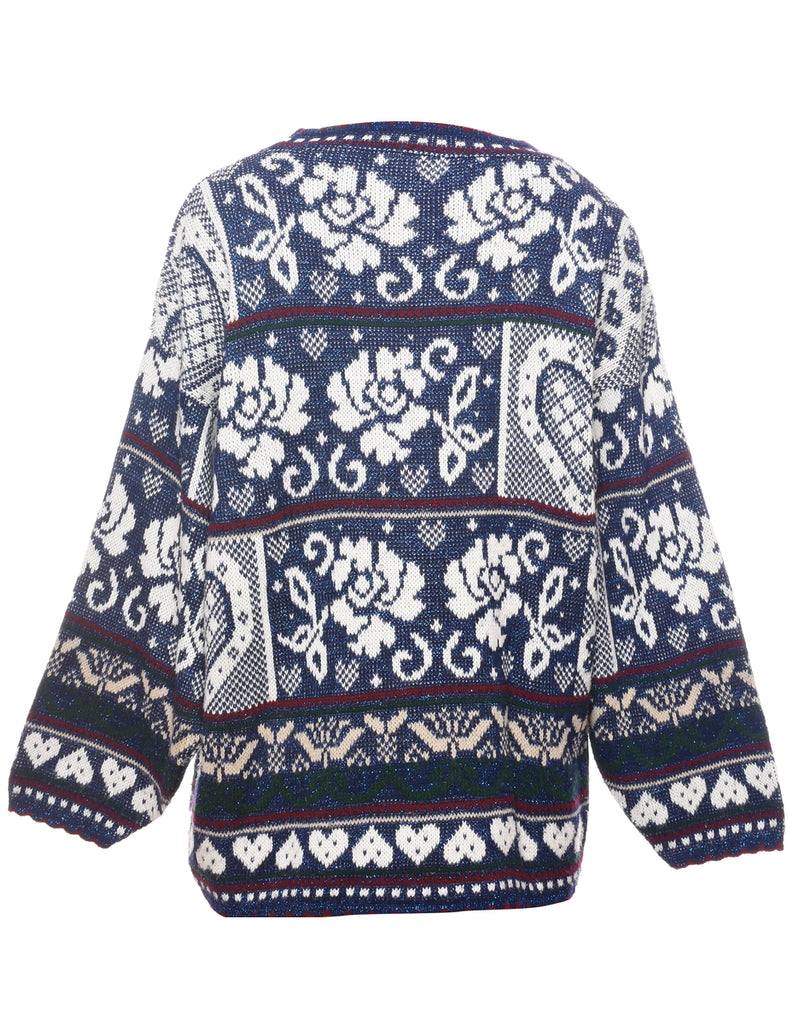 Floral Knit Jumper - M