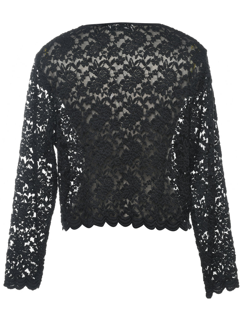 Floral Lace Black Sheer Jacket - M