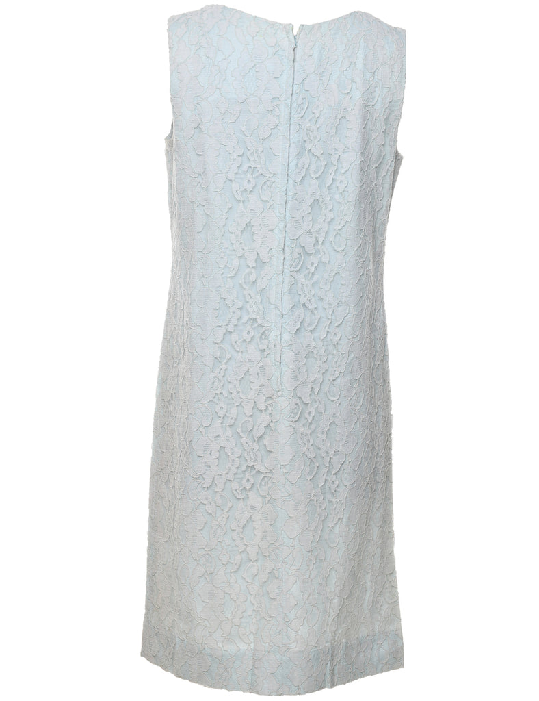 Floral Lace Light Blue 1960s  Dress - XS