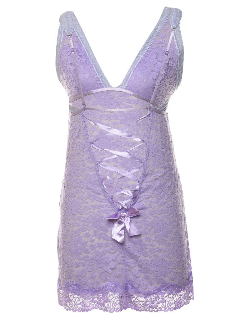 Floral Lace Lilac Backless Babydoll - S