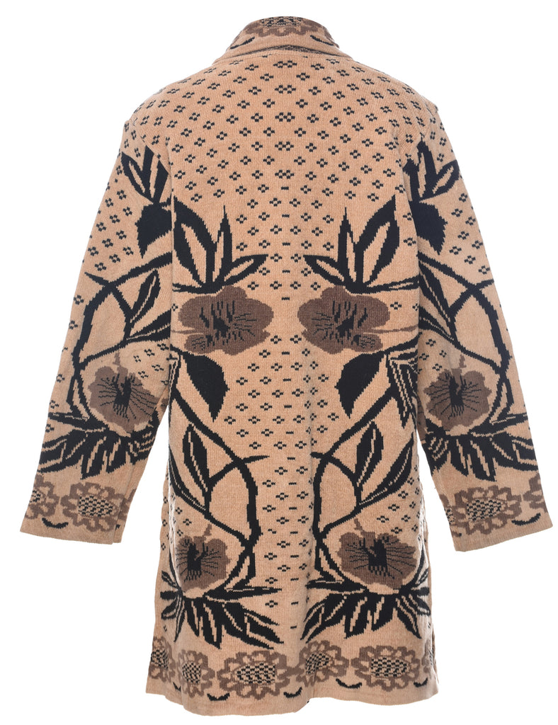 Floral Light Brown Cardigan - L