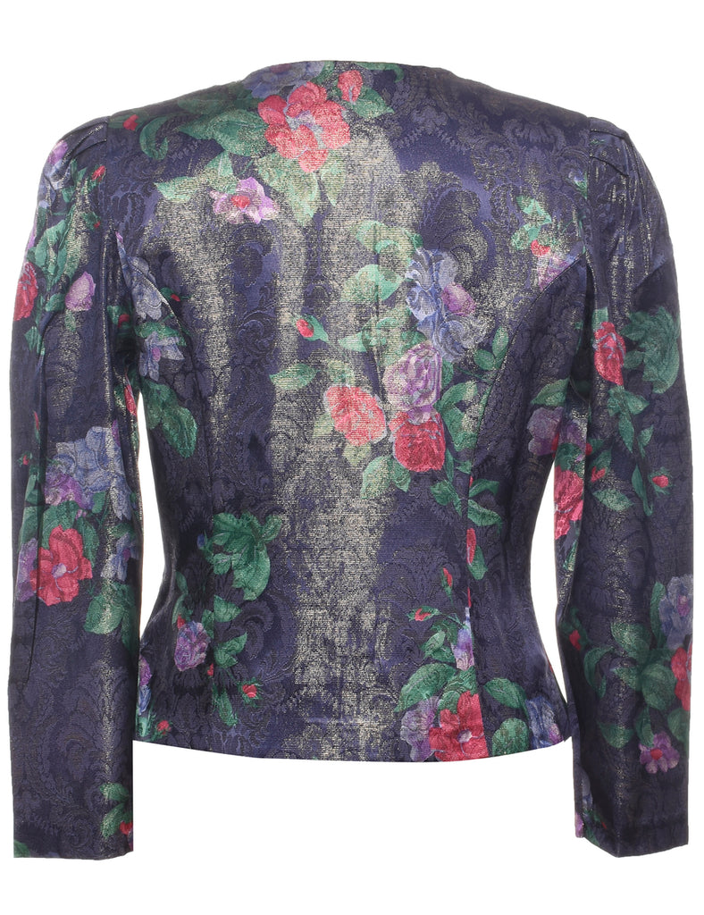 Floral Pattern 1980s Evening Jacket - L