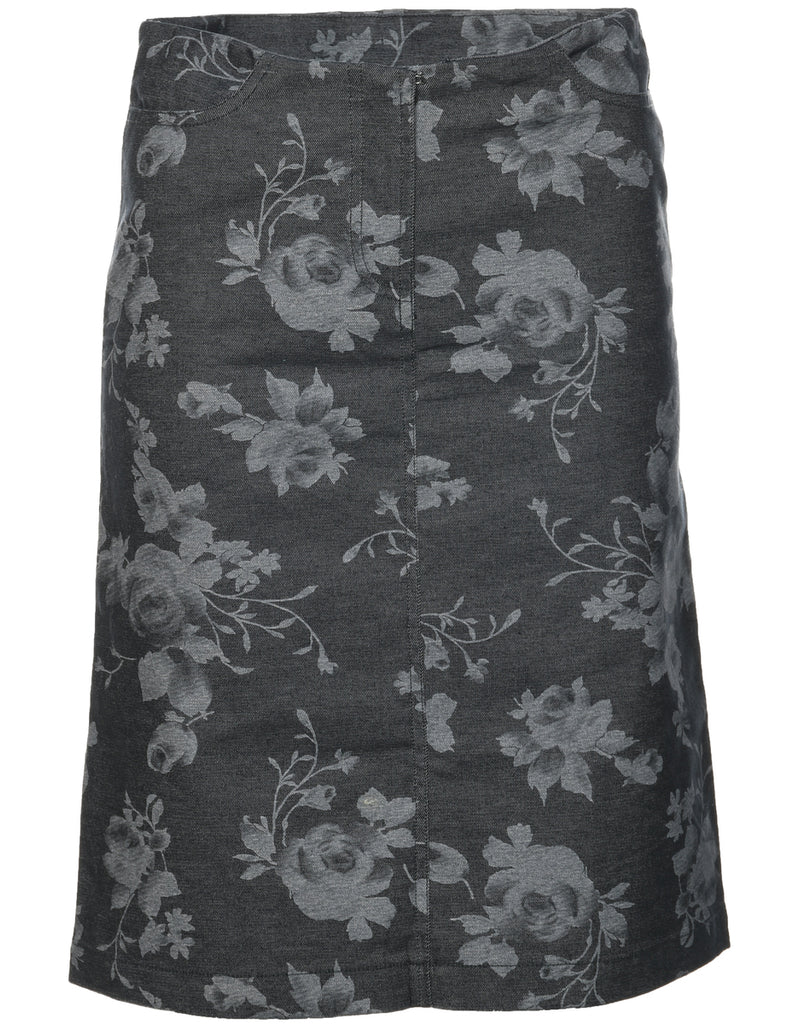 Floral Pattern A-line Skirt - M