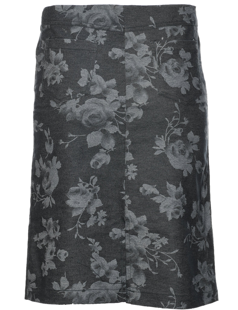 Floral Pattern A-line Skirt - M
