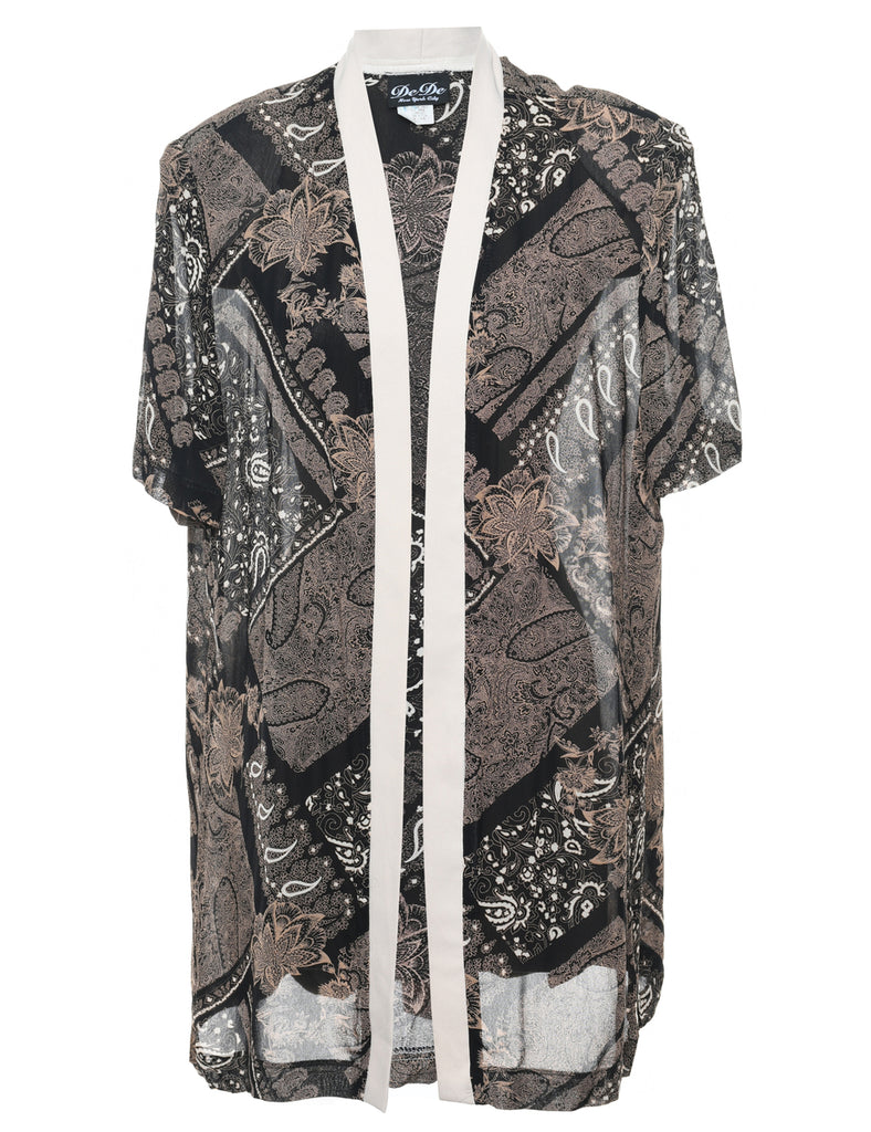Floral Pattern Black & Grey Jacket - L