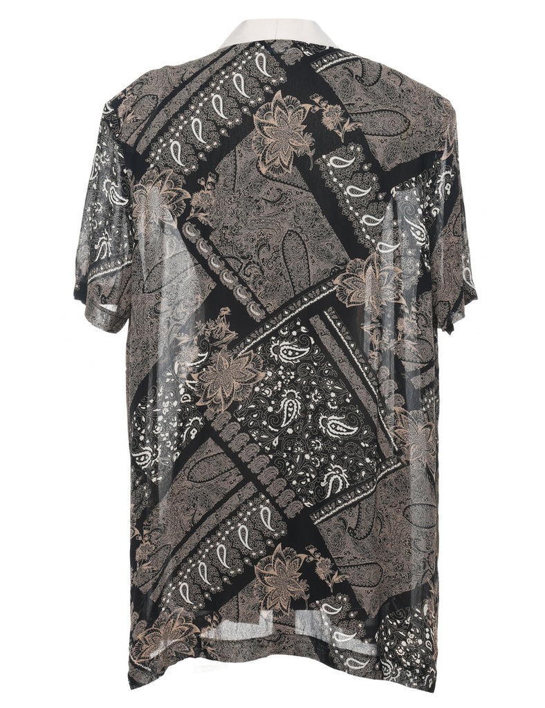 Floral Pattern Black & Grey Jacket - L