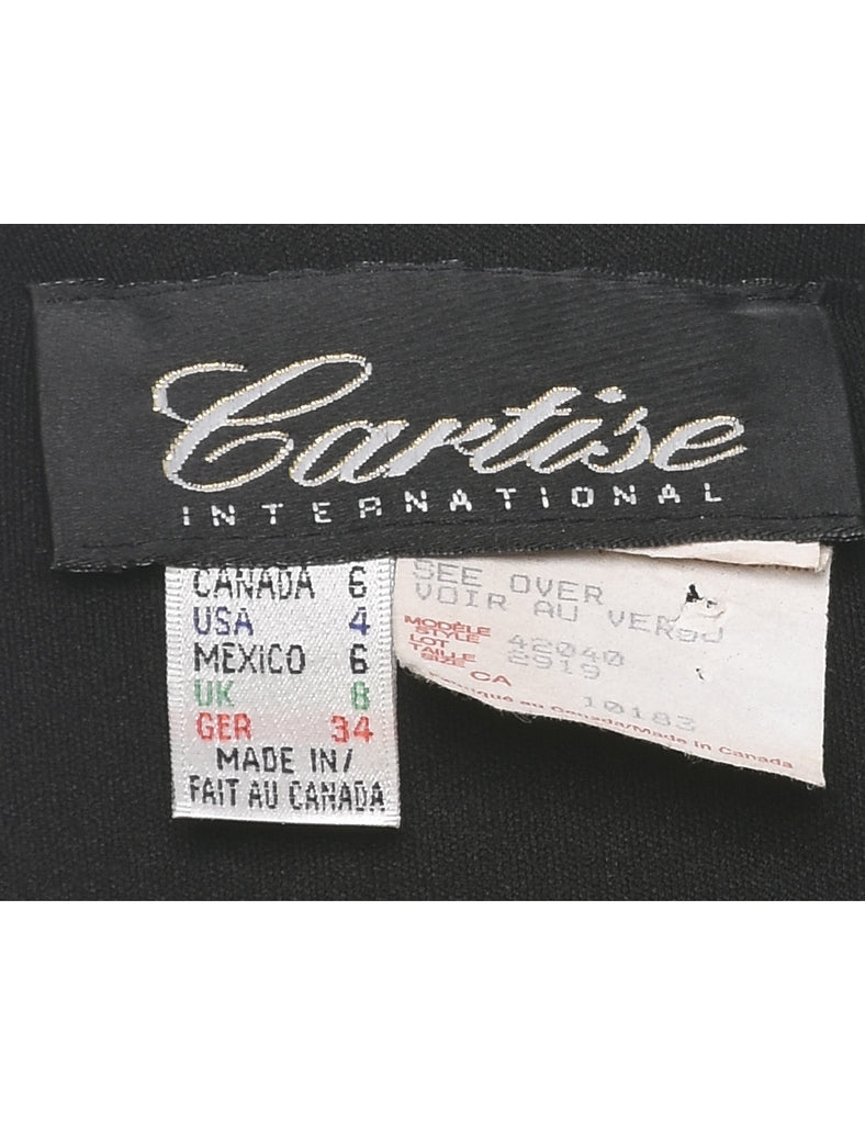 Floral Pattern Black & Silver 1990s Evening Jacket - M