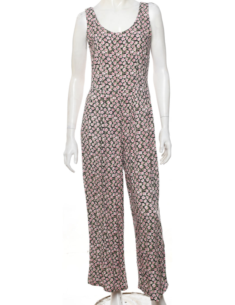 Floral Pattern Casual Jumpsuit - M