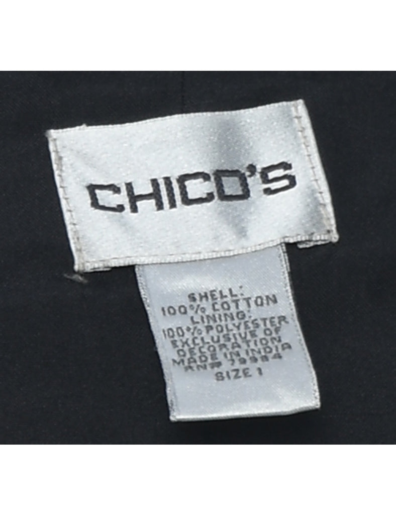 Floral Pattern Denim Jacket - M