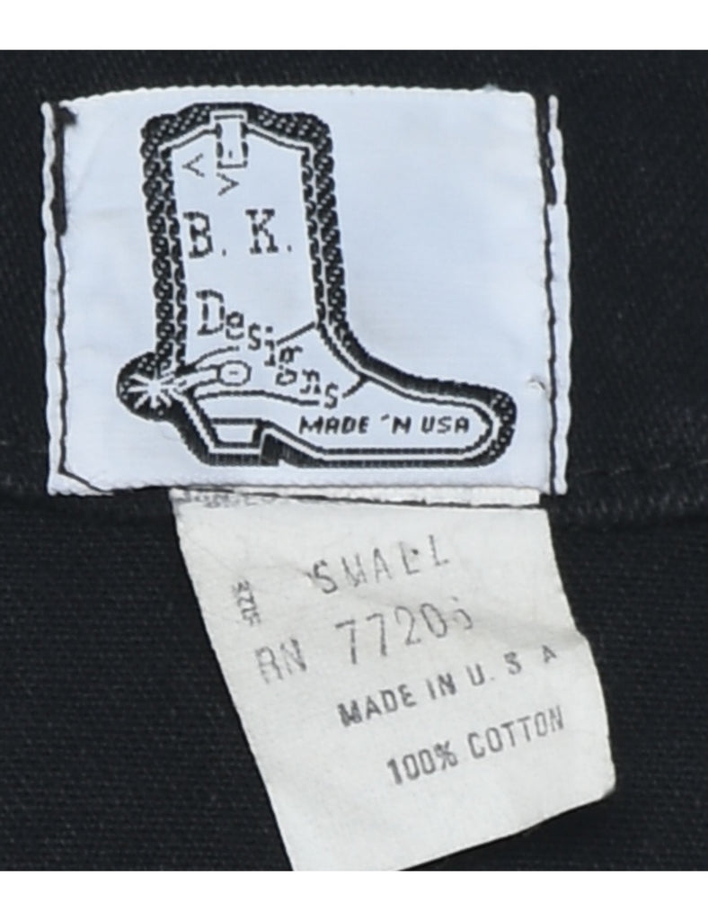 Floral Pattern Denim Jacket Vest - S