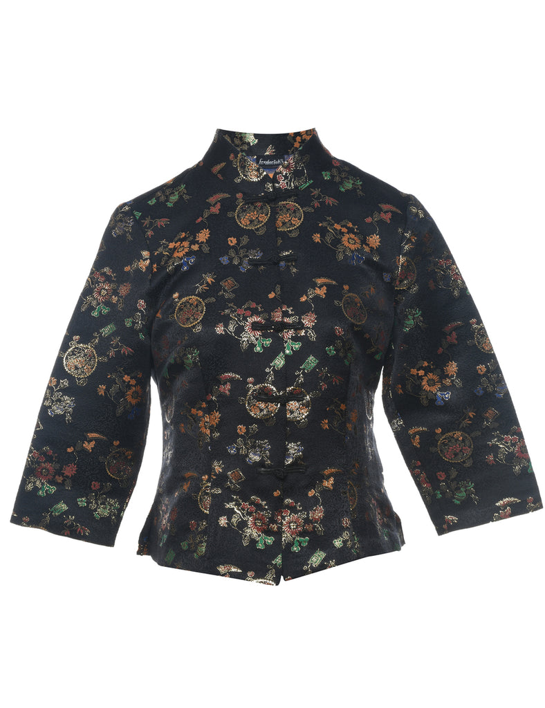 Floral Pattern Evening Jacket - M