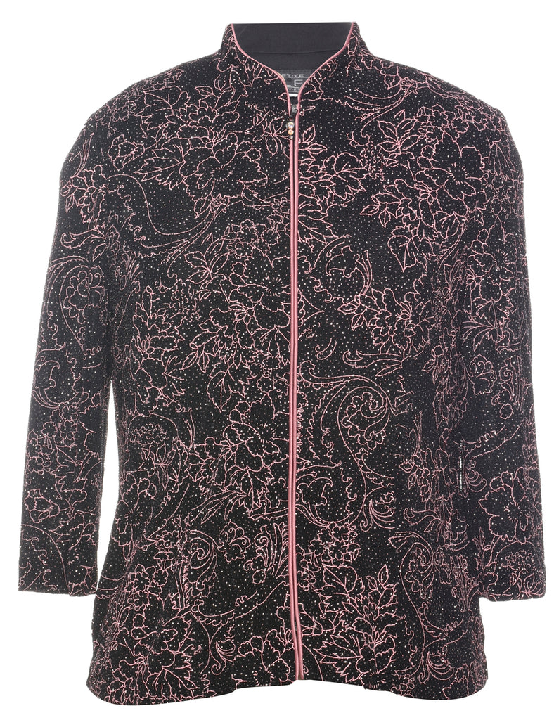 Floral Pattern Evening Jacket - M