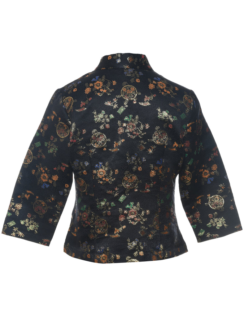 Floral Pattern Evening Jacket - M