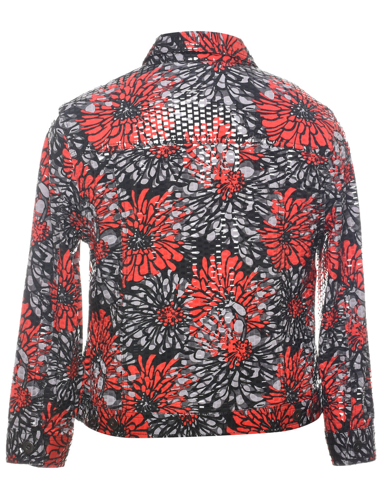 Floral Pattern Evening Jacket - M