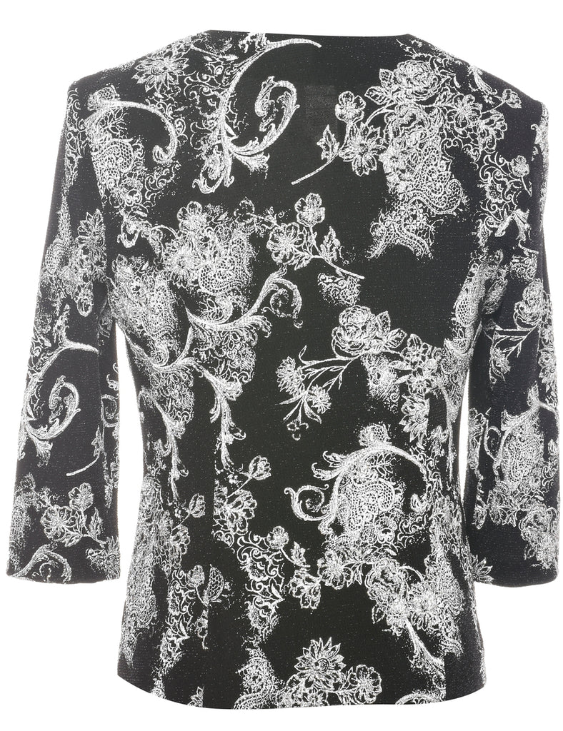 Floral Pattern Evening Jacket - M