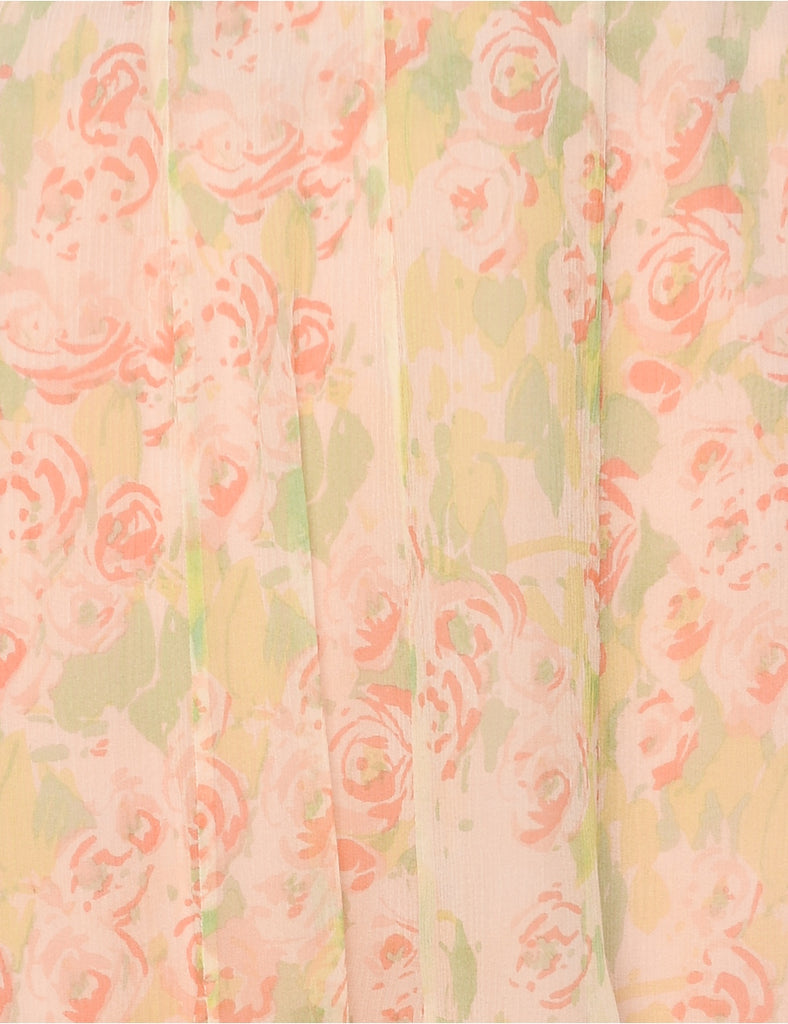 Floral Pattern Flared Skirt - M