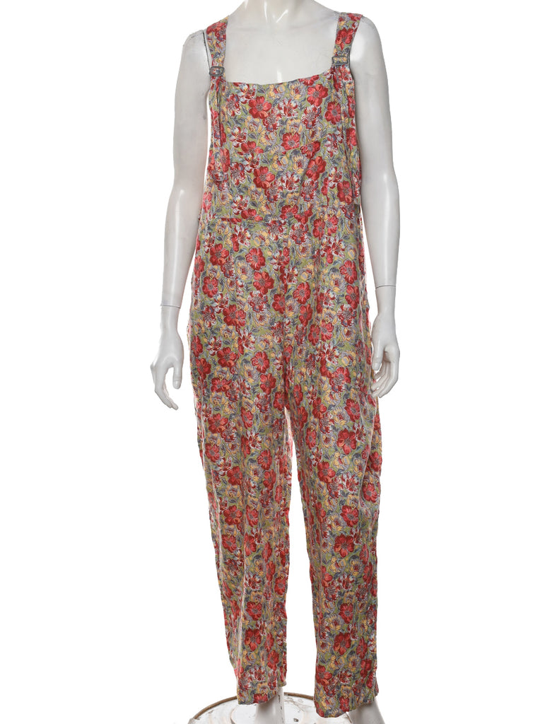 Floral Pattern Jumpsuit - L